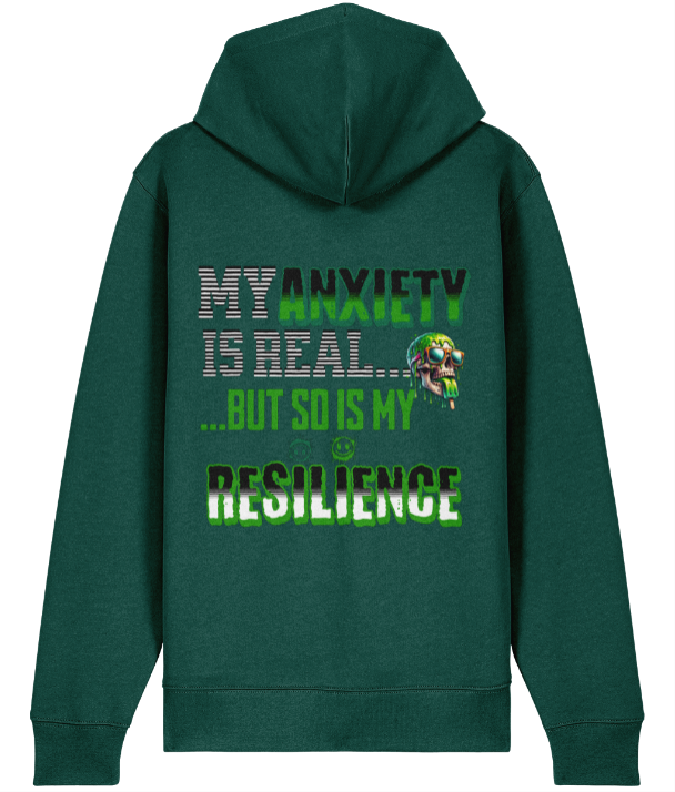 ANXIETY  MID-WEIGHT ZIPPED HOODIE - MENTAL HEALTH AWARENESS - 1820 BE TRUE TO YOU