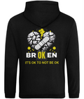 Back Mental Health Awareness Hoodie Broken Heart Design