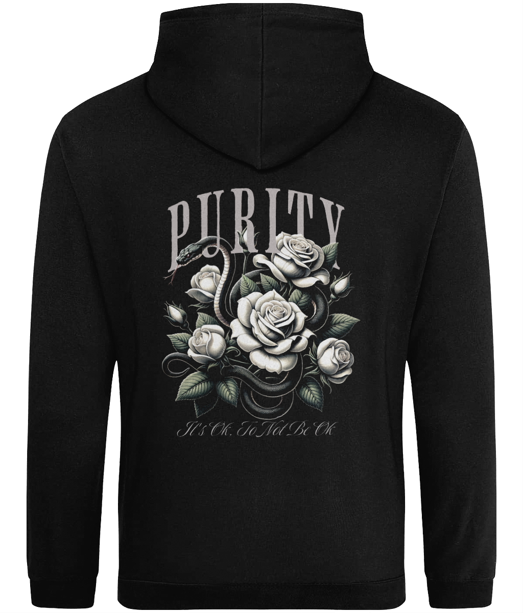 black Lightweight purity hoodie back  – breathable mental health clothing