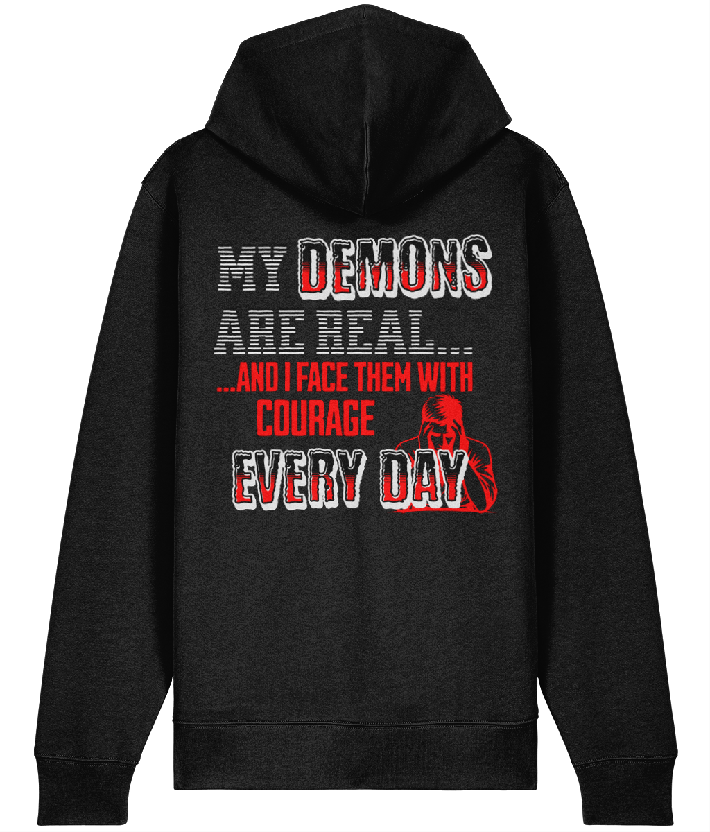DEMONS  MID-WEIGHT ZIPPED HOODIE - MENTAL HEALTH AWARENESS - 1820 BE TRUE TO YOU