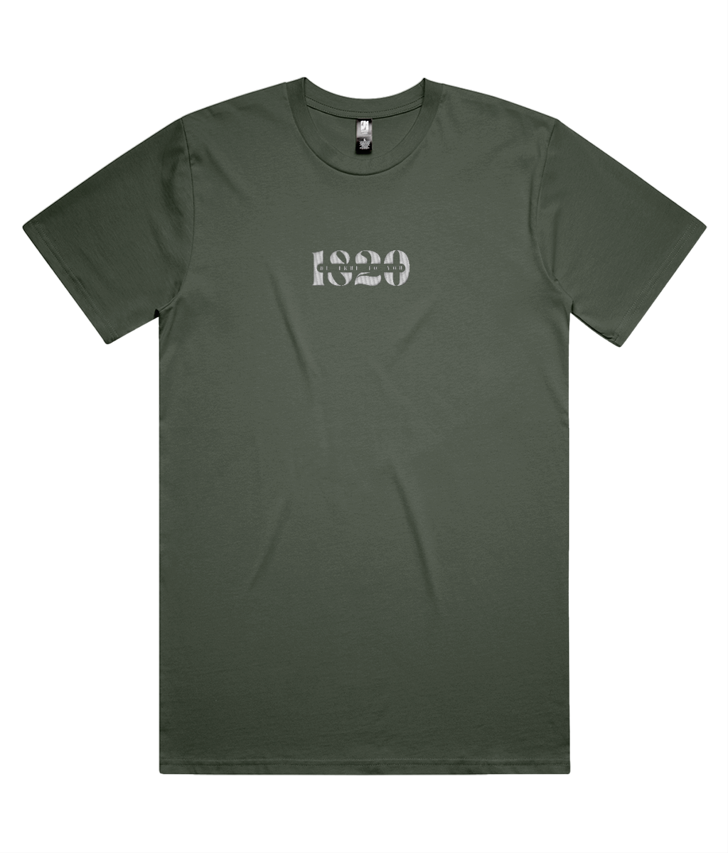 Front Green Mid-weight mental health t-shirt by 1820