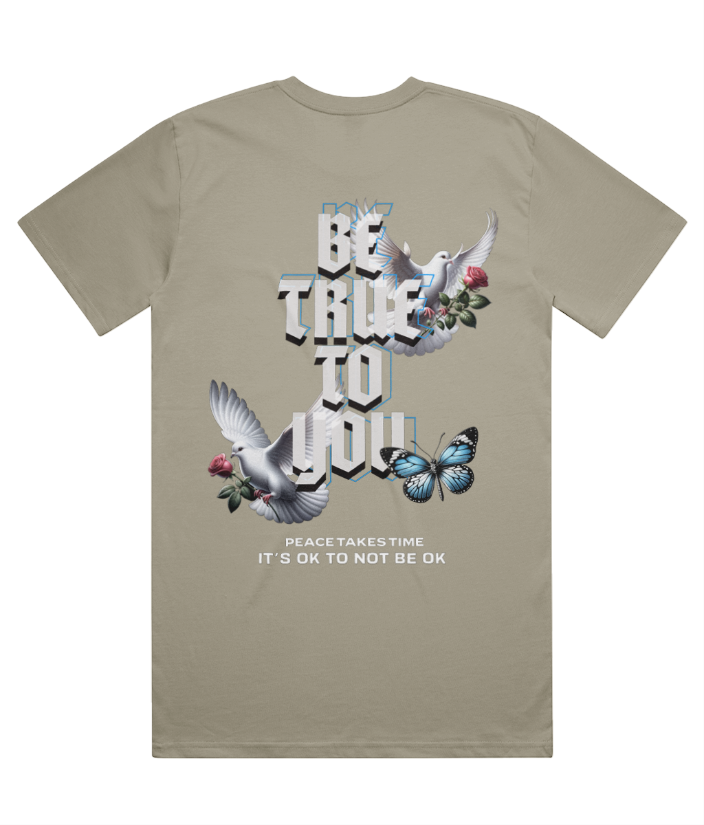 Relaxed fit peace T-shirt back view – 1820 Be True To You