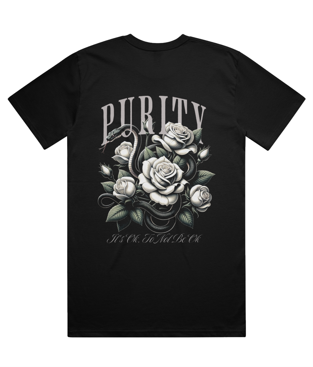 Black Oversized purity t-shirt  back – grounding mental health clothing