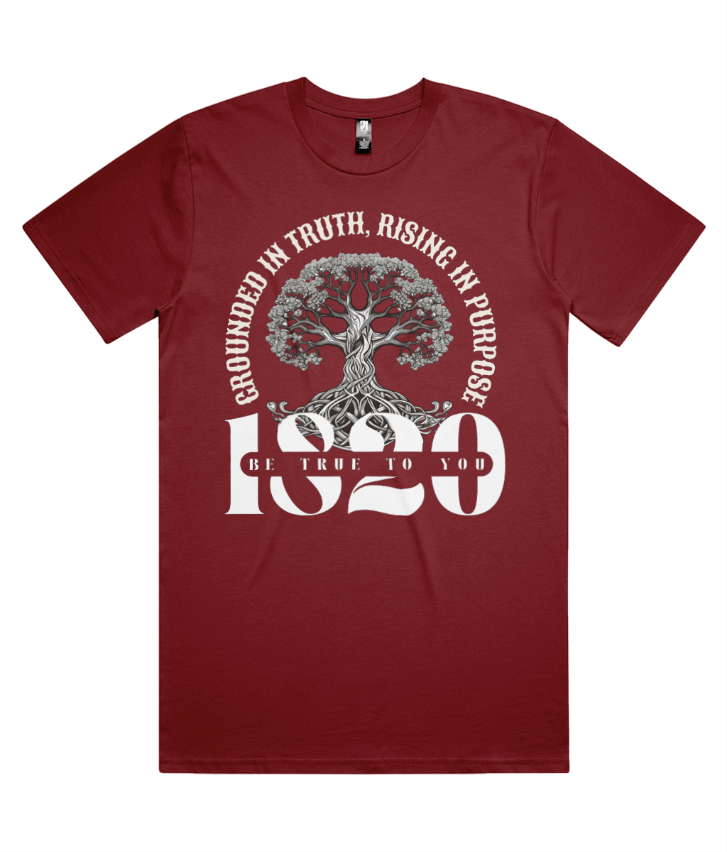 Front Grounding Root Chakra t-shirt by 1820 Be True To You