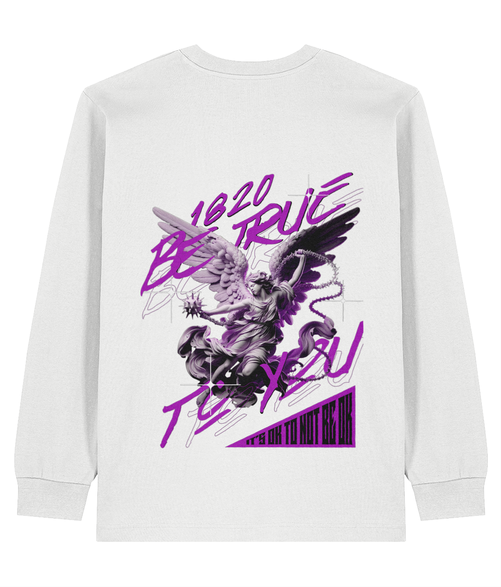 AWAKENED  MID-WEIGHT LONG SLEEVE T-SHIRT - MENTAL HEALTH AWARENESS - 1820 BE TRUE TO YOU