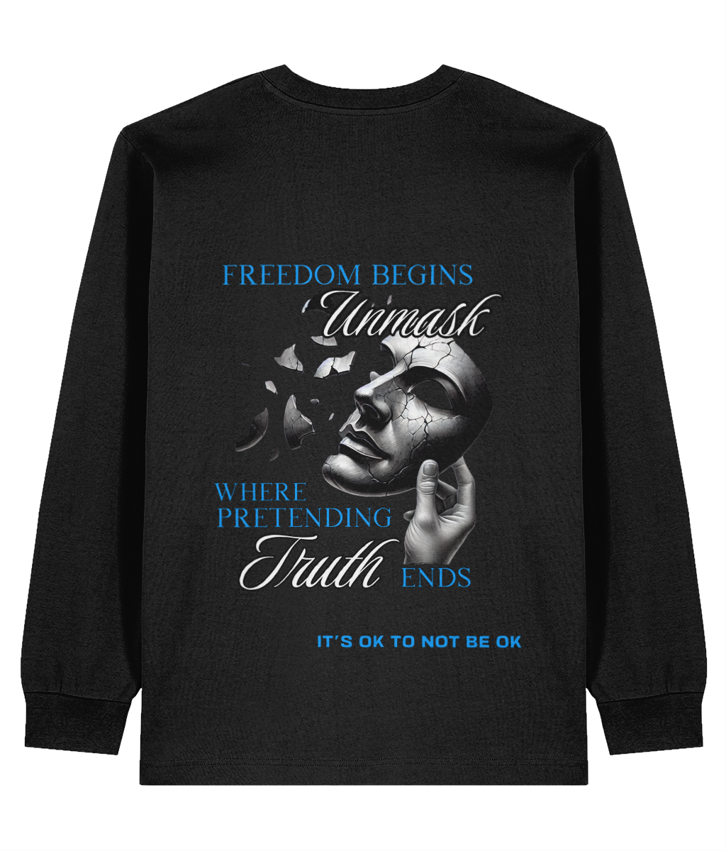UNMASK MID-WEIGHT LONG SLEEVE T-SHIRT - MENTAL HEALTH AWARENESS - 1820 BE TRUE TO YOU